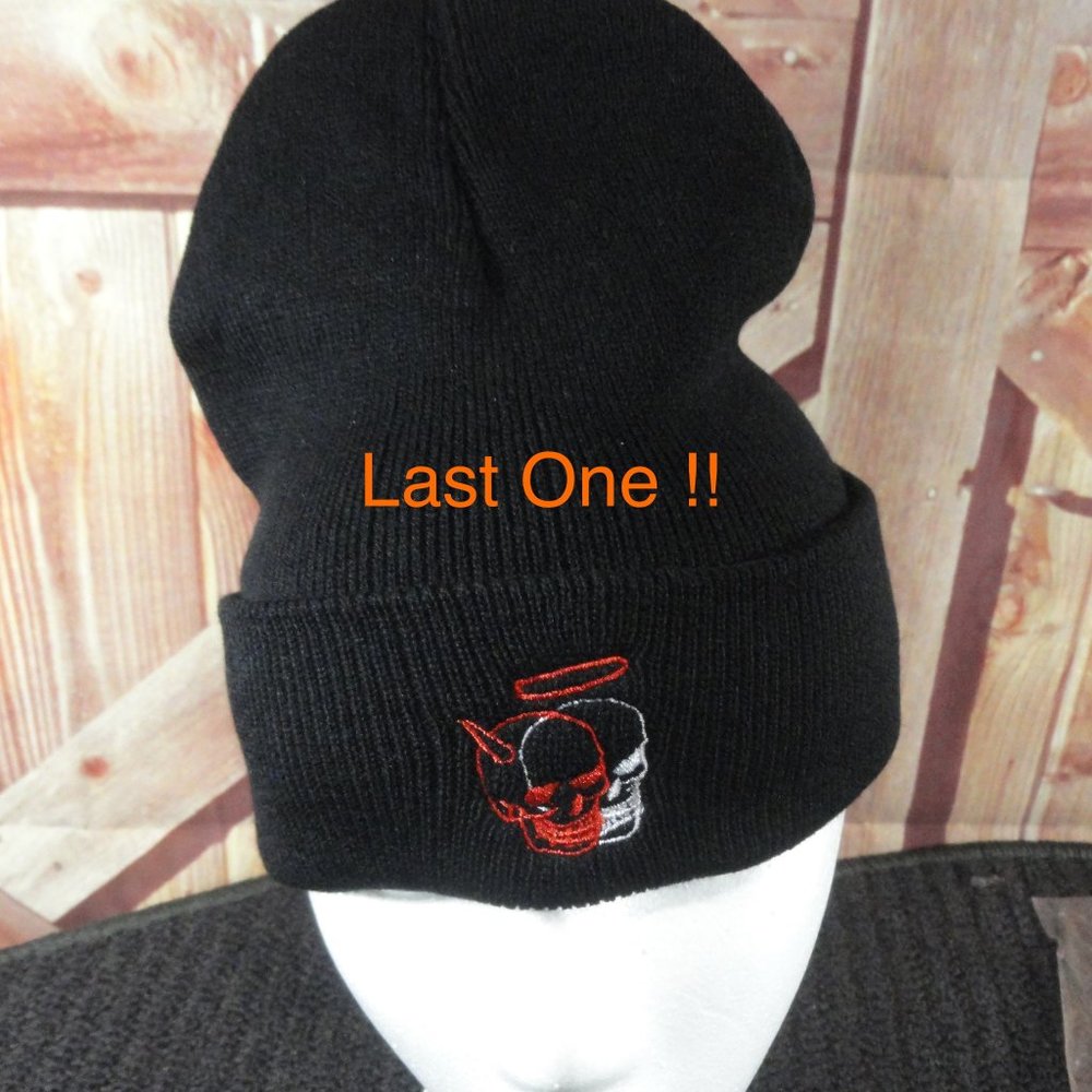 Good & Bad Skull embroidered knit hat~Last ONE~NWOT~warm~little devil,